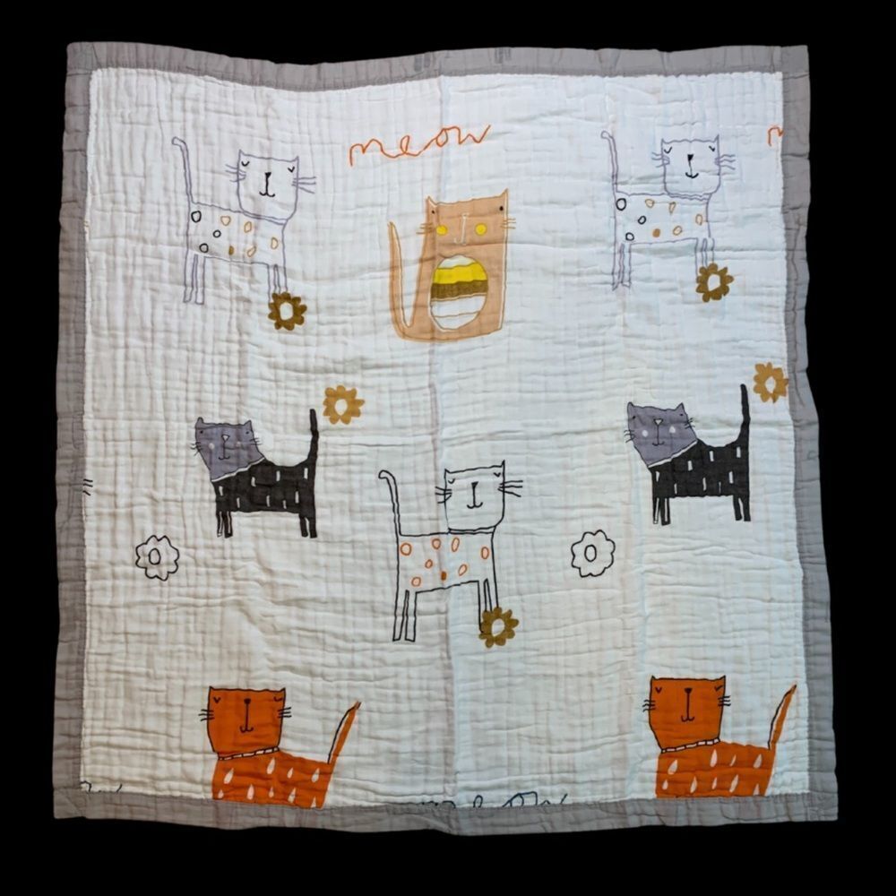 NEW Cute Cat Muslin Baby Blanket